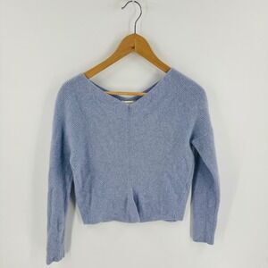 Sundance 100% Cashmere Cropped Sweater Soft Blue Size PXS Coastal Quiet Luxury